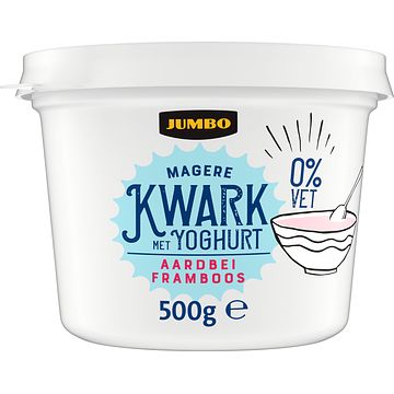 Foto van Jumbo magere kwark met yoghurt aardbei framboos 0% vet 500g