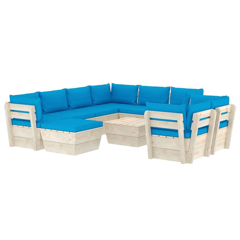 Foto van Vidaxl 10-delige loungeset met kussens pallet vurenhout