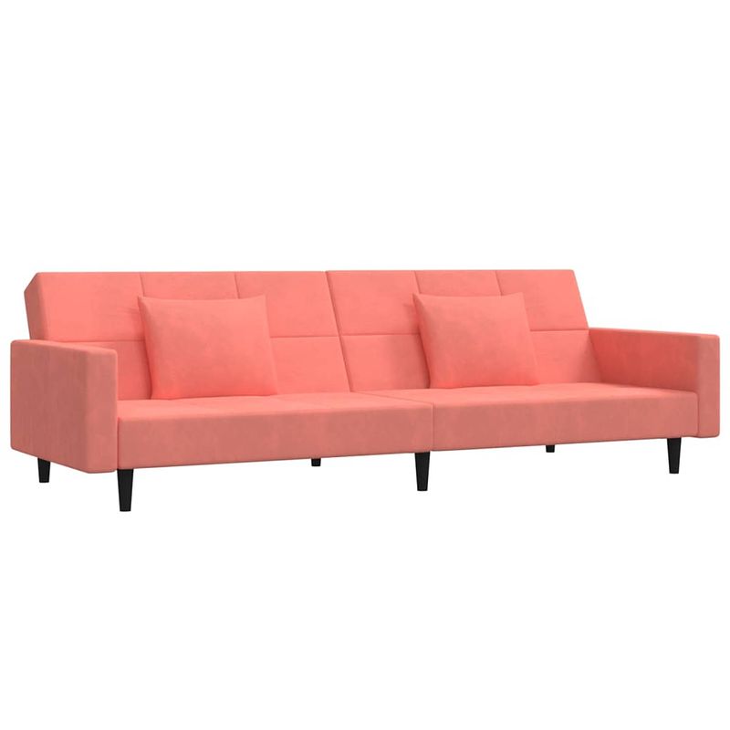 Foto van The living store slaapbank fluweel - roze 220x84.5x69 cm - multifunctionele bedbank