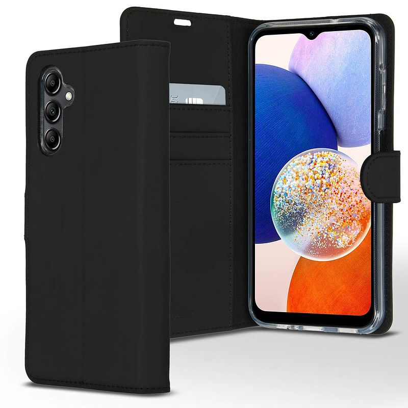 Foto van Accezz industry packed wallet softcase bookcase samsung galaxy a14 (5g/4g) telefoonhoesje zwart