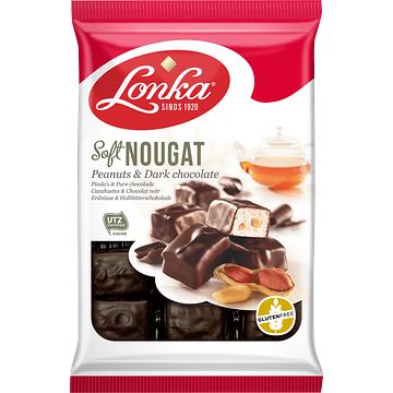 Foto van Lonka soft nougat pinda's & pure chocolade 220g bij jumbo