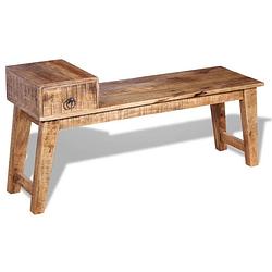 Foto van The living store houten bank - halbank - 120 x 36 x 60 cm - massief mangohout