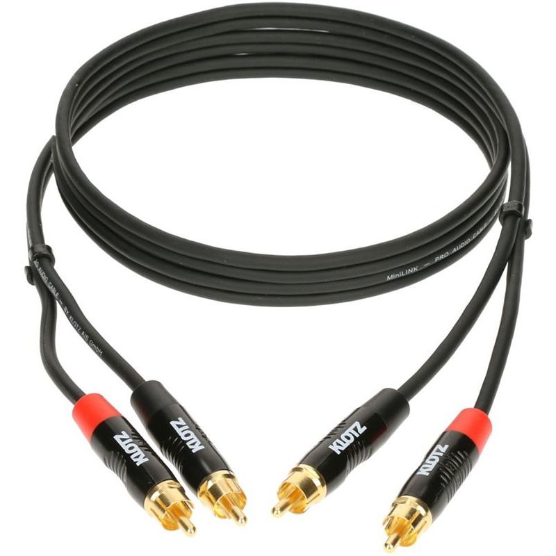 Foto van Klotz kt-cc090 minilink pro stereo twin kabel rca verguld 0.9m