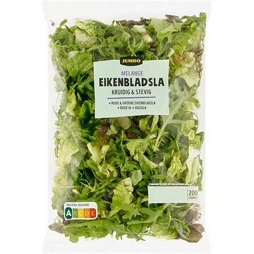 Foto van Jumbo eikenbladsla melange met rode ui & rucola 200 g voordeelverpakking