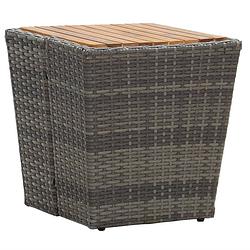 Foto van Vidaxl theetafel 41,5x41,5x43 cm poly rattan massief acaciahout grijs