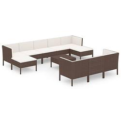 Foto van Vidaxl 11-delige loungeset met kussens poly rattan bruin