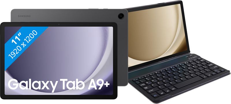 Foto van Samsung galaxy tab a9 plus 11 inch 128gb wifi grijs + just in case toetsenbord hoes qwerty