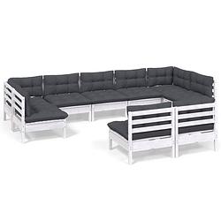 Foto van Vidaxl 9-delige loungeset met kussens massief grenenhout wit