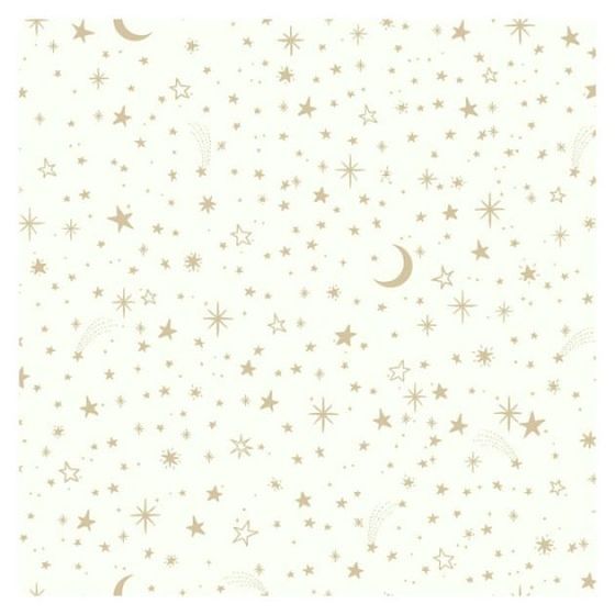 Foto van Roommates zelfklevend behang twinkle stars 52 x 500 cm wit/goud