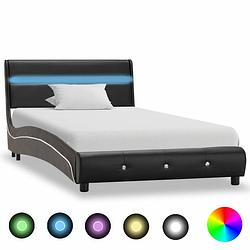 Foto van Vidaxl bedframe met led kunstleer zwart 90x200 cm