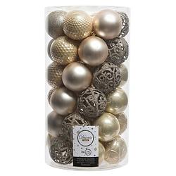 Foto van Creme mix kerstversiering kerstballenset kunststof 6 cm - 36 stuks - kerstbal