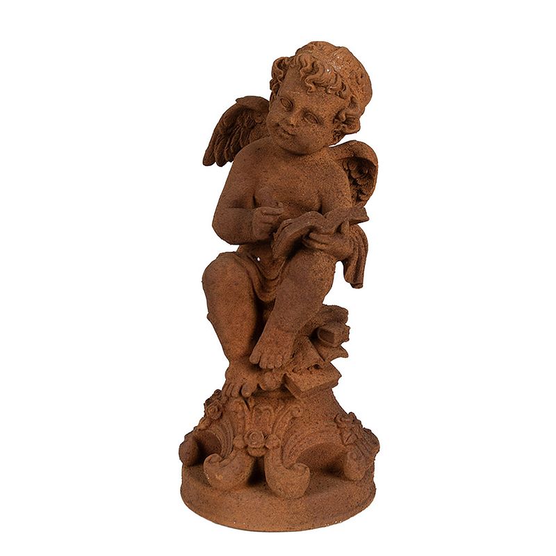 Foto van Clayre & eef decoratie beeld engel 36 cm bruin polyresin religious sculpture bruin religious sculpture