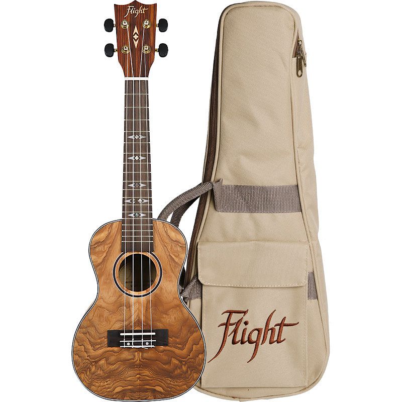 Foto van Flight supernatural series duc410 qa quilted ash concert ukelele met gigbag