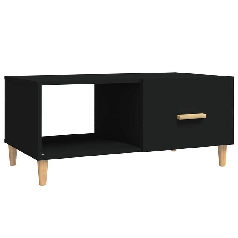 Foto van The living store salontafel - bewerkt hout - 89.5 x 50 x 40 cm - zwart