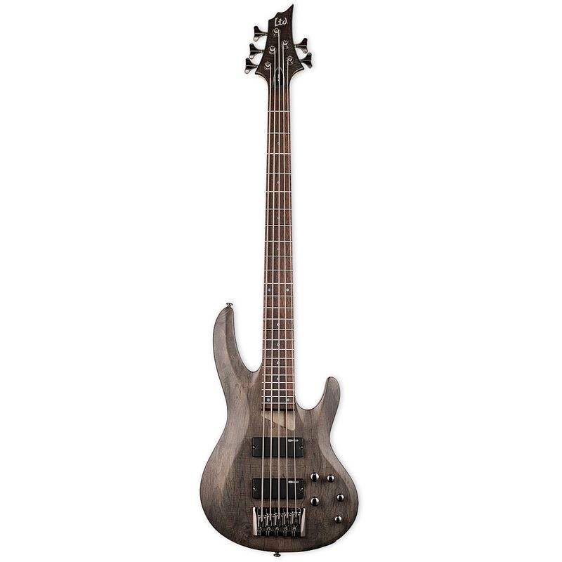 Foto van Esp ltd b-205sm spalted maple see thru black satin 5-snarige elektrische basgitaar