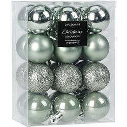 Foto van Christmas decoration kerstballen - 16x - 5 cm - kunststof - mintgroen - kerstbal