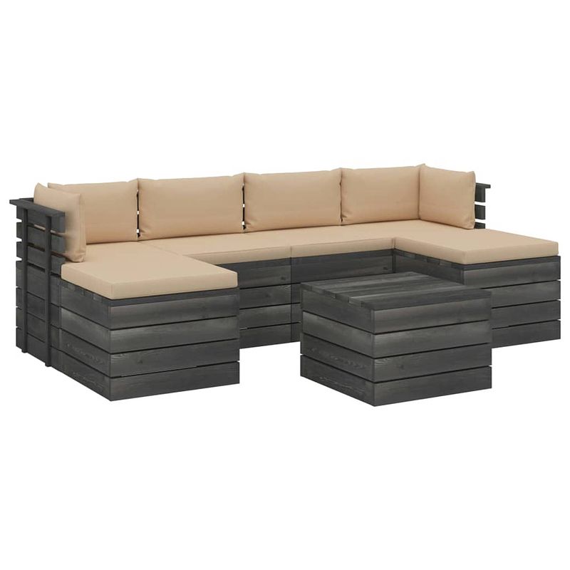 Foto van Vidaxl 7-delige loungeset met kussens pallet massief grenenhout