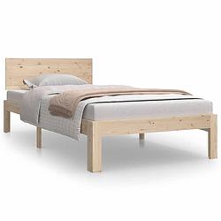 Foto van The living store massief grenenhouten bedframe - 195.5 x 93.5 x 69.5 cm - multiplex lattenbodem