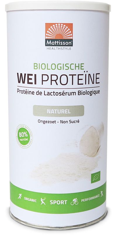 Foto van Mattisson healthstyle biologische wei proteïne naturel