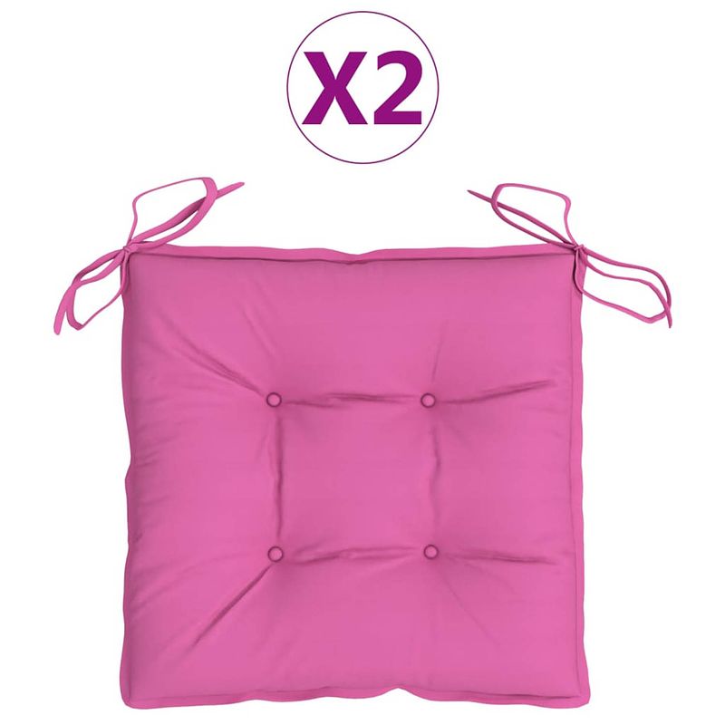 Foto van Vidaxl stoelkussens 2 st 40x40x7 cm stof roze