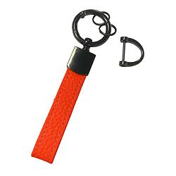 Foto van Basey sleutelhanger leer - leren sleutelhanger met sleutelhanger ringen - rood