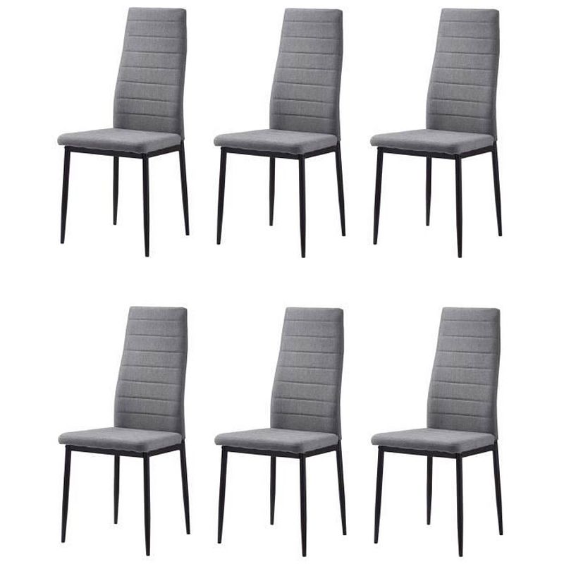 Foto van Laureate set van 6 eetkamerstoelen in zwart metaal - heather grey stof - modern - l 44 x d 43 cm