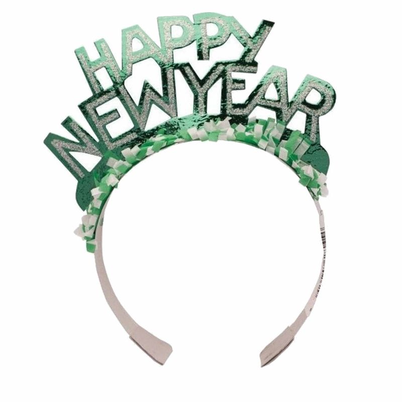 Foto van Haarband happy new year groen voor volwassenen - diadeem hoofdband happy newyear