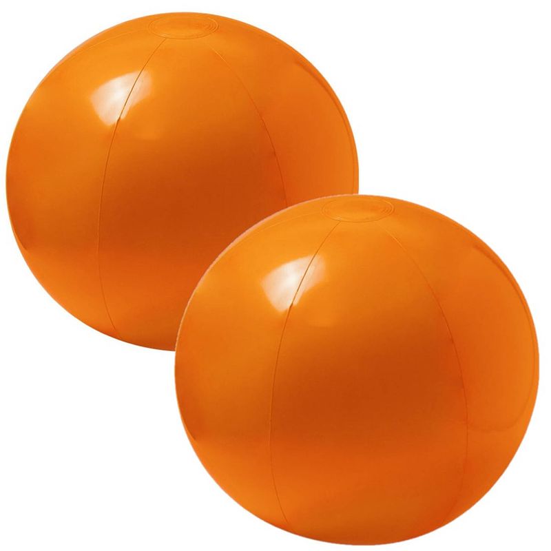 Foto van 2x stuks opblaasbare strandballen extra groot plastic oranje 40 cm - strandballen