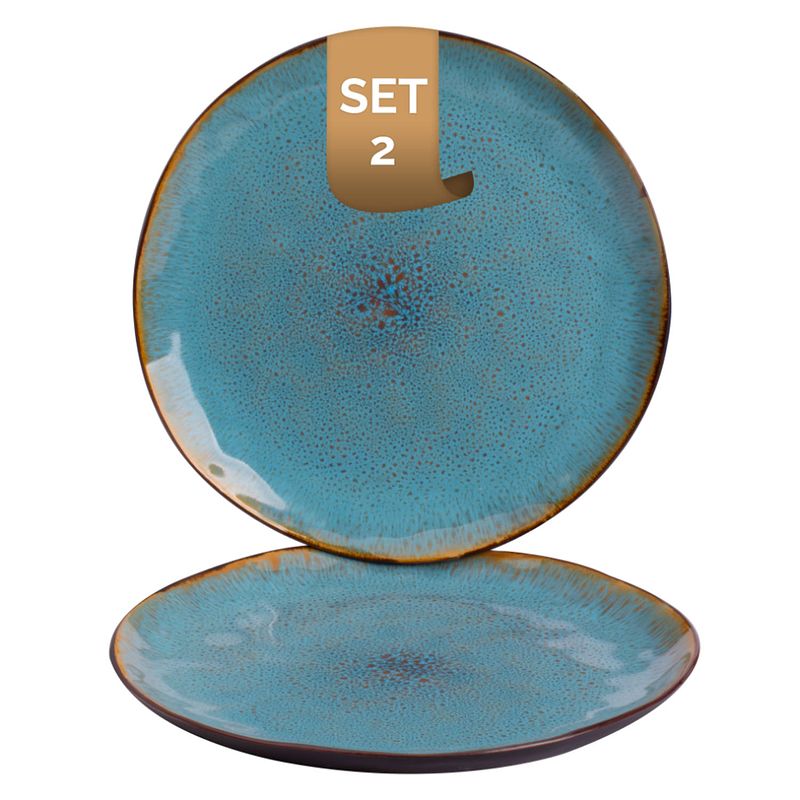 Foto van Palmer bord lotus 27.5 cm zwart turquoise stoneware 2 stuk(s)