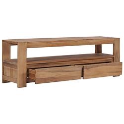 Foto van The living store tv-meubel rustiek teakhout - 120x30x40cm - met 2 lades en 1 schap