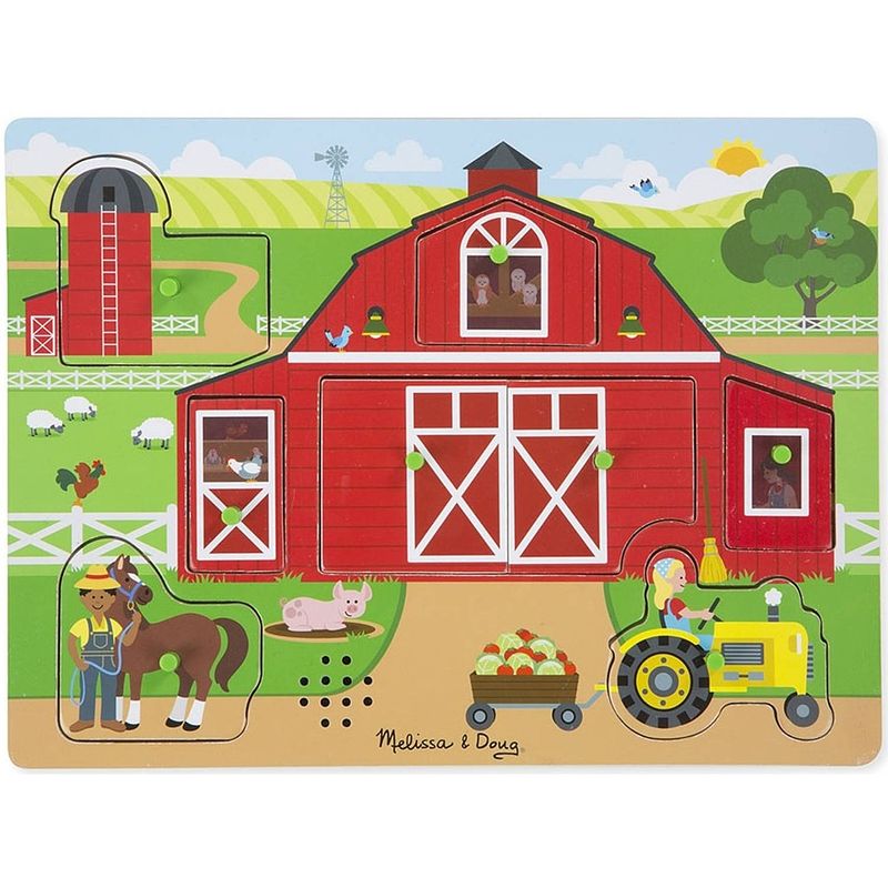 Foto van Melissa & doug vormenpuzzel boerderij junior hout 8 stukjes