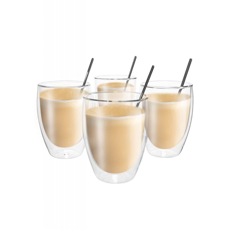 Foto van Vaja trends koffieglazen - latte macchiato met lepel - 4x450 ml