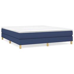 Foto van The living store boxspringframe blue 203x180x25 cm - durable fabric - sturdy legs - plywood slats - (bed frame only)