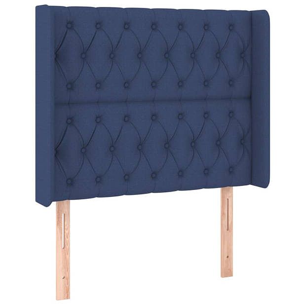 Foto van Vidaxl hoofdbord met randen 103x16x118/128 cm stof blauw