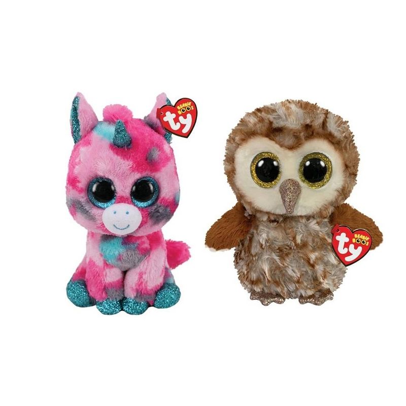 Foto van Ty - knuffel - beanie buddy - gumball unicorn & percy owl