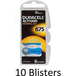 Foto van 60 stuks (10 blisters a 6 st) duracell da675 hoorapparaat batterij - blauw