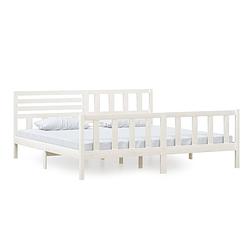 Foto van The living store bedframe - 206x205.5x100cm - wit massief grenenhout