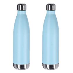 Foto van 2x stuks thermosflessen / isoleerflessen turquoise rvs 0.75 l - thermosflessen