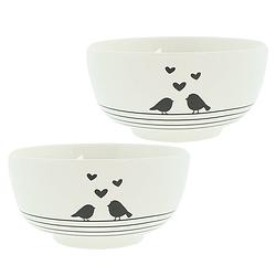 Foto van Haes deco - set van 2 soepkommen / mueslischalen - ø 14x7 cm / 500 ml - porselein - love birds