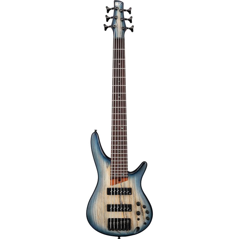 Foto van Ibanez sr606e soundgear cosmic blue starburst flat 6-snarige elektrische basgitaar