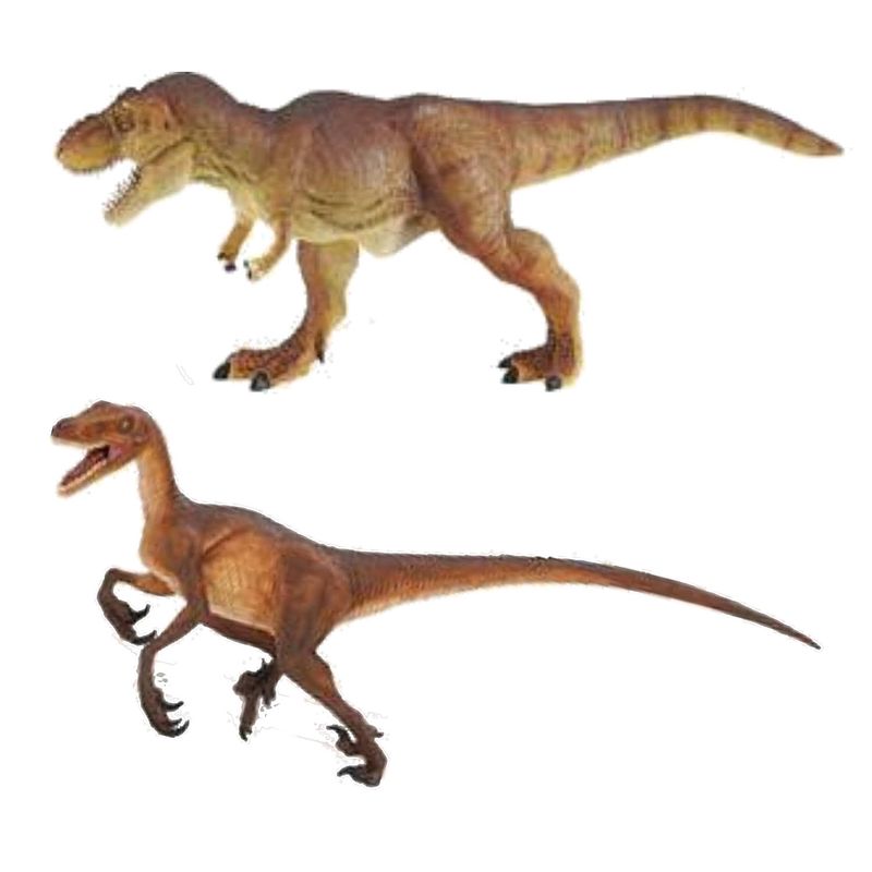 Foto van Setje van 2x stuks speelgoed dinosaurussen figuren 21 en 22 cm - speelfiguren