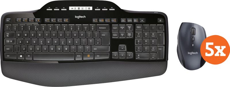 Foto van Logitech mk710 draadloos toetsenbord en muis qwerty 5-pack