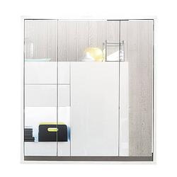 Foto van Sol spiegelkast 3 deuren zonder verlichting wit, wit hoogglans, meerkleurige bekleding.