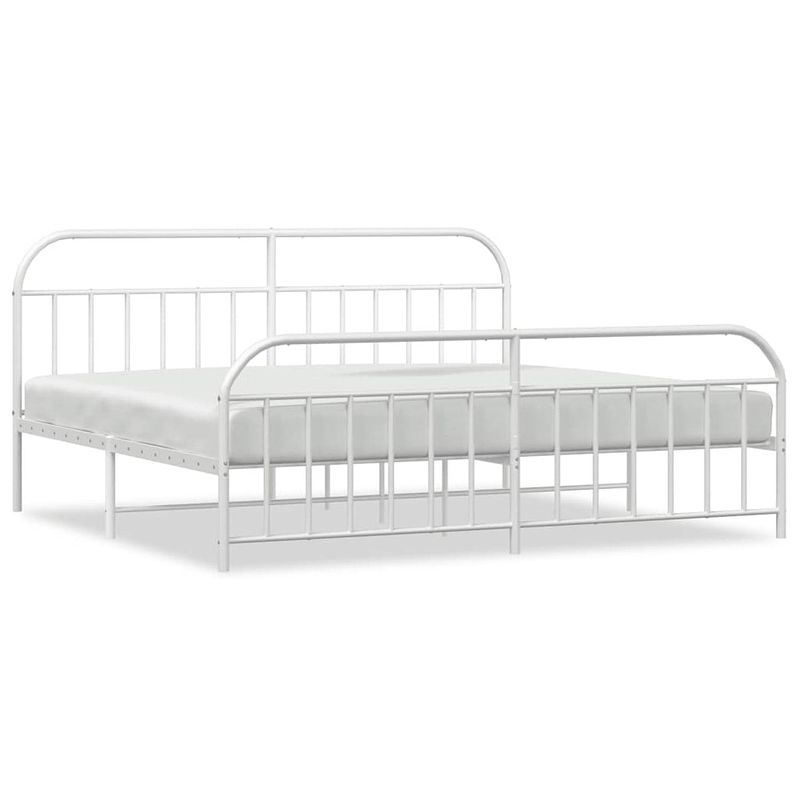 Foto van Vidaxl bedframe met hoofd- en voeteneinde metaal wit 193x203 cm