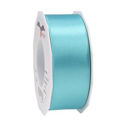 Foto van 1x luxe hobby/decoratie turquoise satijnen sierlinten breed 4 cm/40 mm x 25 meter - cadeaulinten