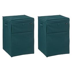 Foto van 5five stapelbare wasmand eureka - 2x - groen - 65 liter - 36 x 36 x 55 cm - wasmanden