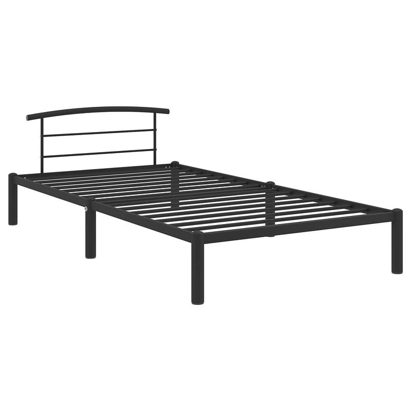 Foto van The living store metalen bedframe - zwart - 210 x 110 x 63 cm (l x b x h) - 100 x 200 cm matras - eenvoudige montage