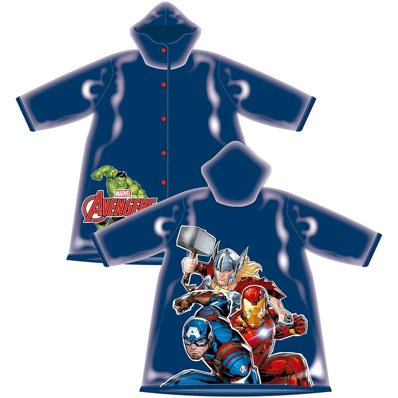 Foto van Regenjas avengers junior pvc donkerblauw maat 6 jaar