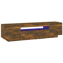 Foto van The living store tv-meubel - 160 x 35 x 40 cm - gerookt eiken - met rgb led-verlichting