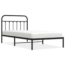 Foto van Vidaxl bedframe met hoofdbord metaal zwart 100x200 cm